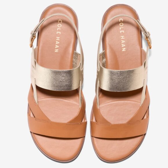 Cole Haan Metallic Gold and Tan Sandals - Picture 8 of 8